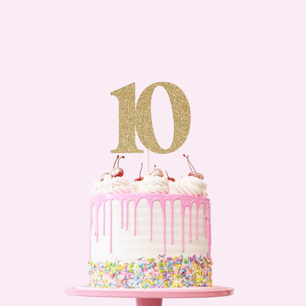 Number 10 Cake Topper - Glitter - Tenth Birthday Cake Topper. 10th Birthday. Number Cake Sign. Tenth Birthday Decorations. Double Digits.