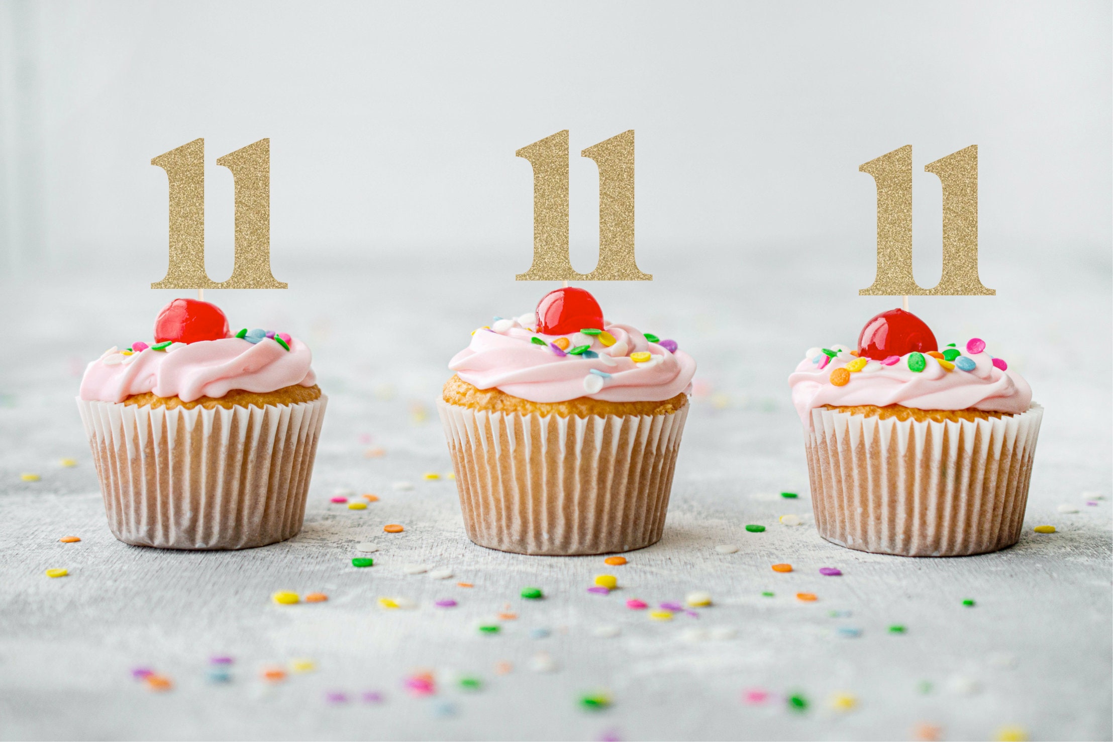 11 Cupcake Toppers Eleventh Birthday. Number Eleven Cupcake | Etsy