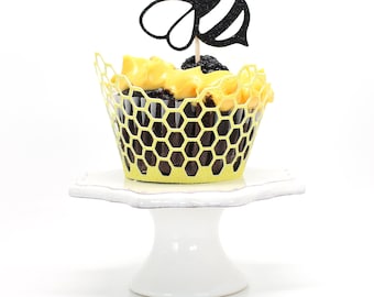 Honeycomb Cupcake Wrappers - Bumble Bee Birthday. Bee Party Decor. What Will It Bee Baby Shower. Mommy to Bee Party. 1st Bee Day.