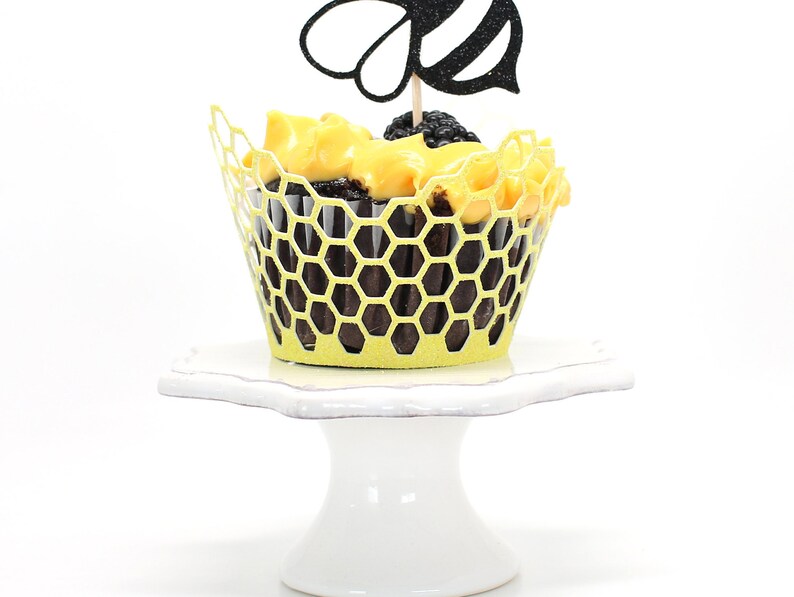 Honeycomb Cupcake Wrappers Bumble Bee Birthday Bee Party Decor What Will It Bee Baby Shower Mommy to Bee Party 1st Bee Day