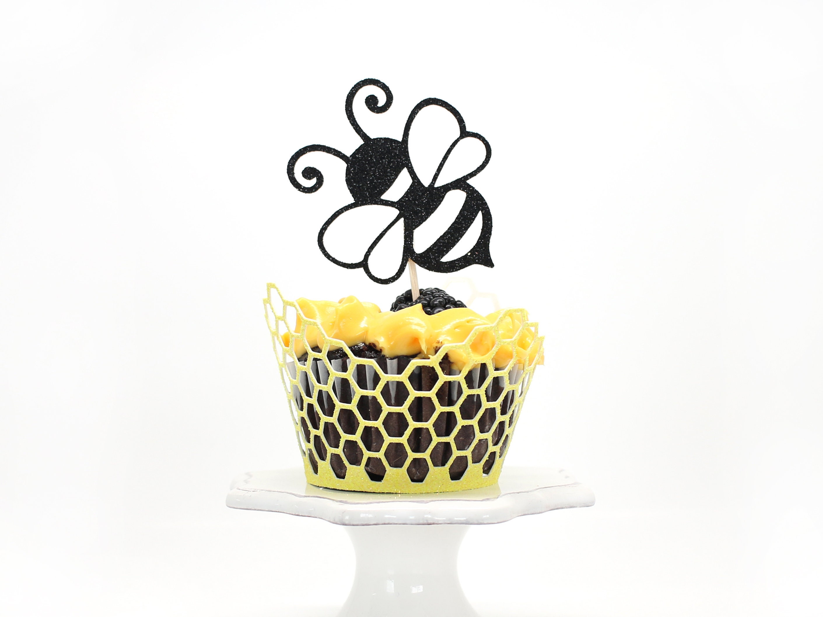 Bee Cupcake Toppers Glitter Bumble Bee Birthday. Bee Party Decor. What Will  It Bee Baby Shower. Mommy to Bee Party. 1st Bee Day. 