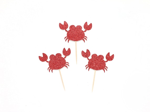 Crab Cupcake Toppers Glitter Under the Sea Party. Ocean Theme Party. Crab  Party Decorations. Crab Party Supplies. 