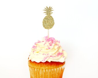 Pineapple Cupcake Toppers - Glitter - Bachelorette Party. Engagement Party Decor. Baking Tools. Party Supplies. Party Decor. Paper.