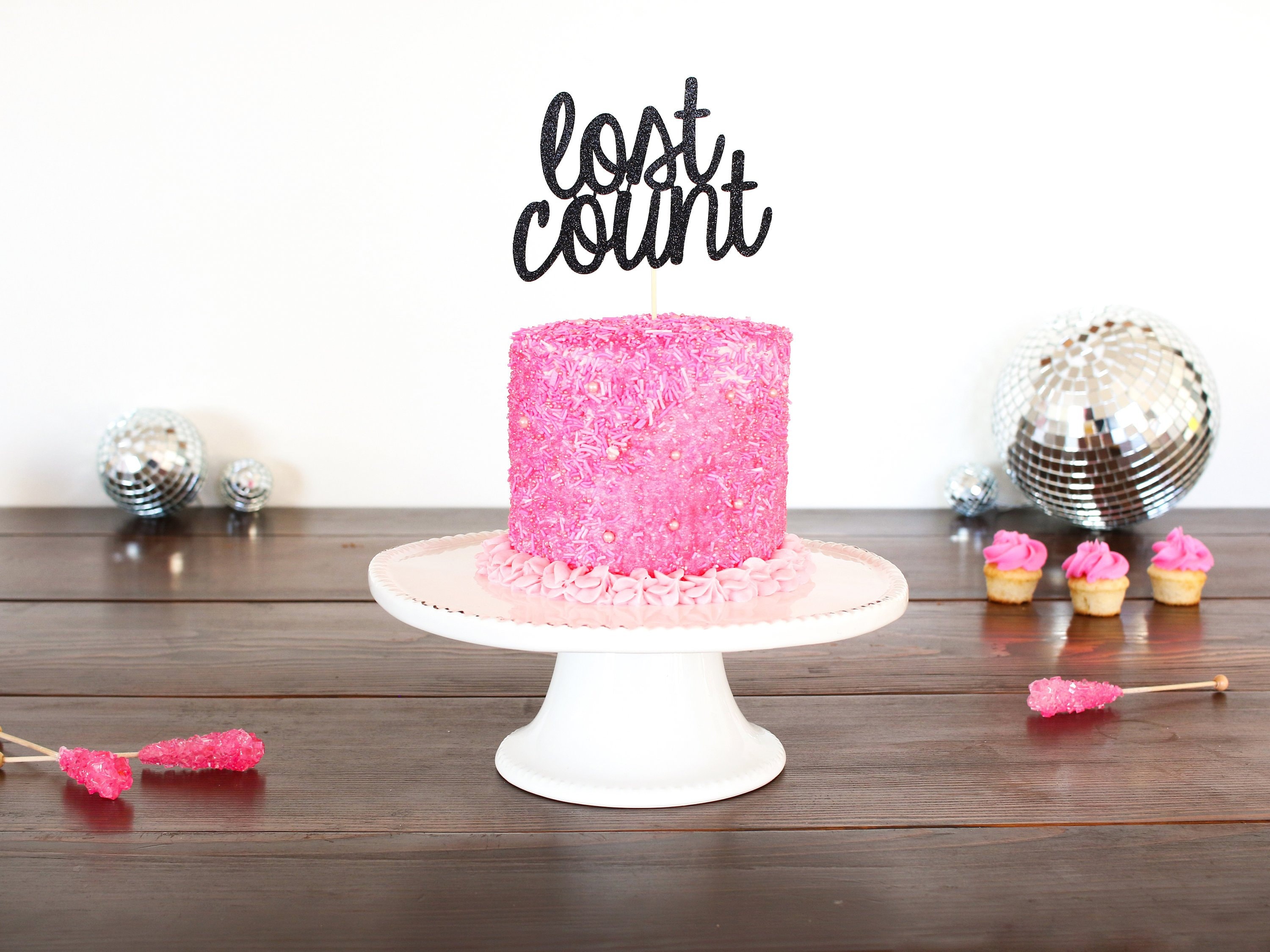 Lost Count Cake Topper Glitter Adult Birthday Decorations