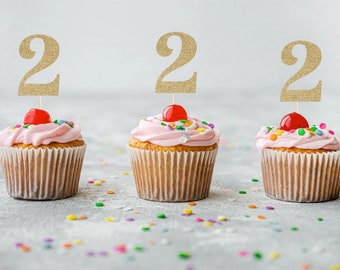 2 Cupcake Toppers - Second Birthday. Number Two Cupcake Toppers. 2nd Birthday. Two Cupcake Toppers.