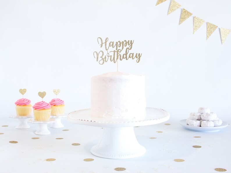 Happy Birthday Cake Topper Glitter Cardstock Birthday. Etsy UK