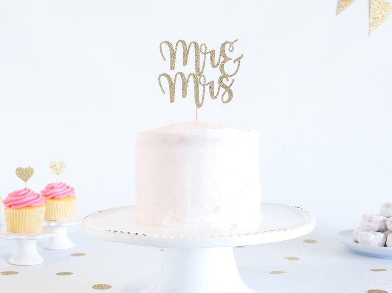Mr & Mrs Cake Topper Glitter Wedding Cake Topper. Etsy