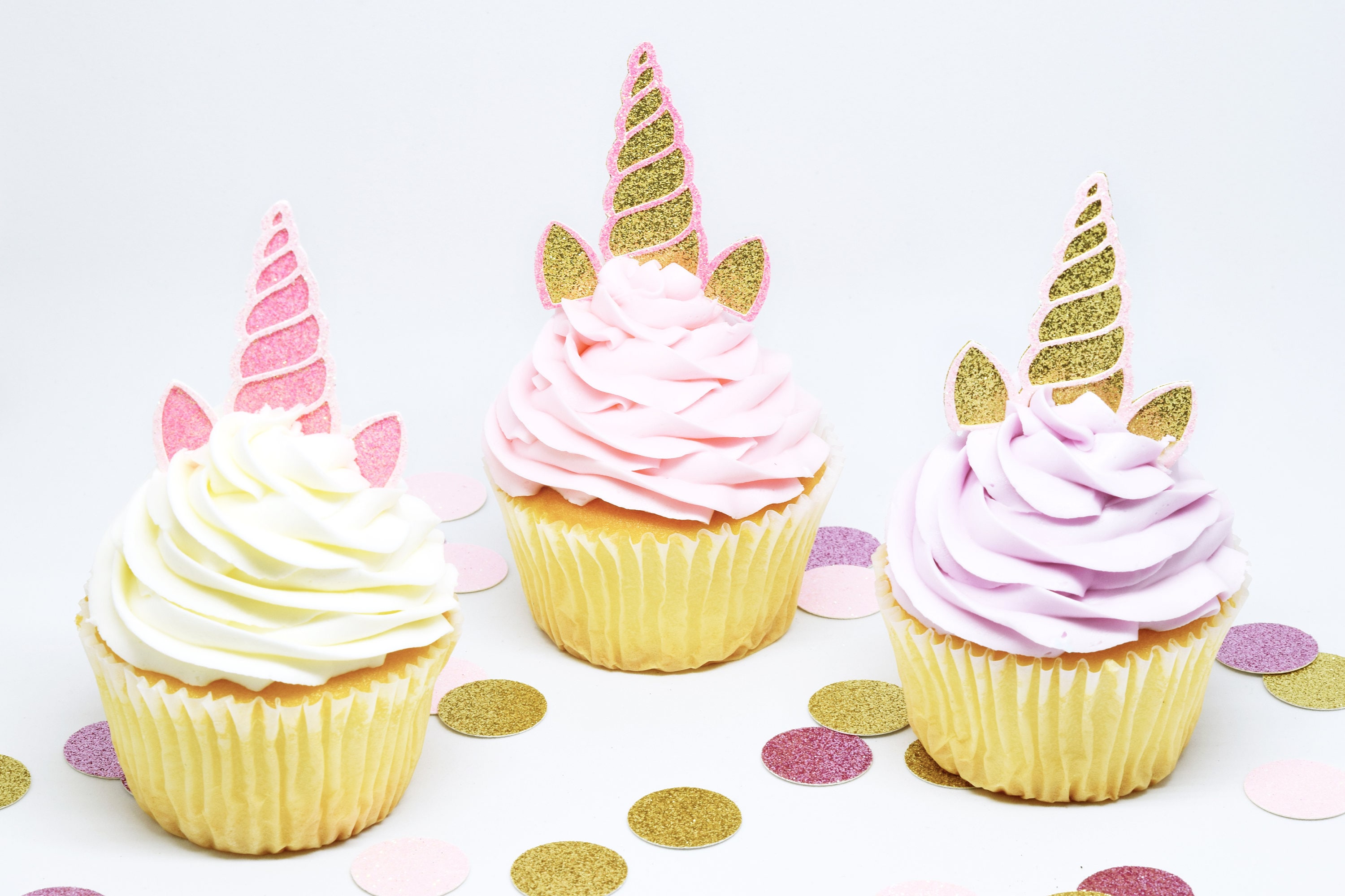 Unicorn Horn Ears Cupcake Toppers Glitter Set Of 12 Etsy