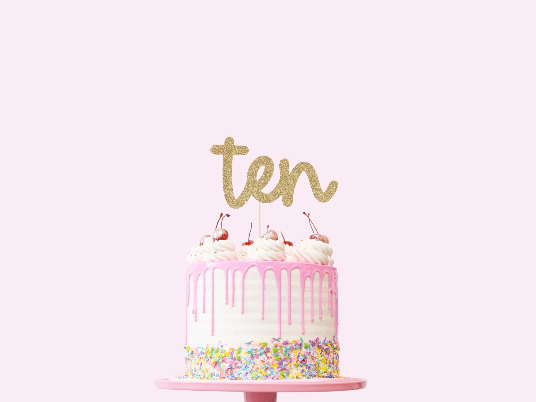 Ten Cake Topper Glitter 10th Birthday Party. Turning Ten - Etsy
