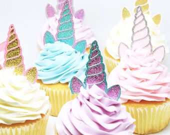 unicorn horn ears cupcake toppers glitter set of 12 etsy ireland