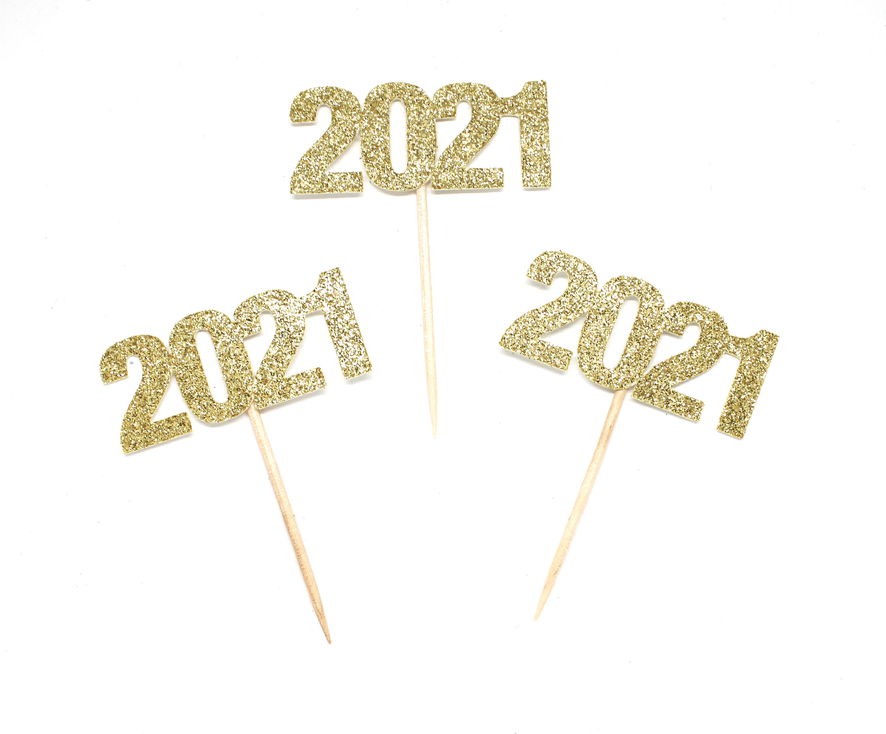 2021 Cupcake Toppers Glitter Graduation Party Decor