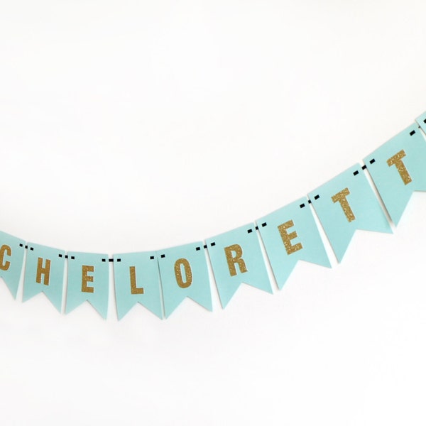 SALE - Bachelorette Party Banner - Aqua + Gold Glitter - Bachelorette Party. Bridal Shower. From miss to mrs. Bride to be. Future Mrs.