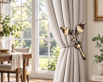 Heavy-Duty Metal Curtain Tie Backs, Sturdy Leaf Design