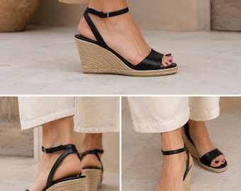 ToryBurch Rafia Keilsandalen – Größe 10 M, RiverRock Leder