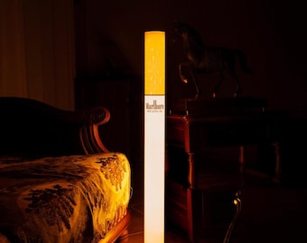 Cigarette Lamp, Giant 1m Floor Lamp, Custom Label Available, Modern Ambient Lighting, Unique Room Decor, Statement Tube Light