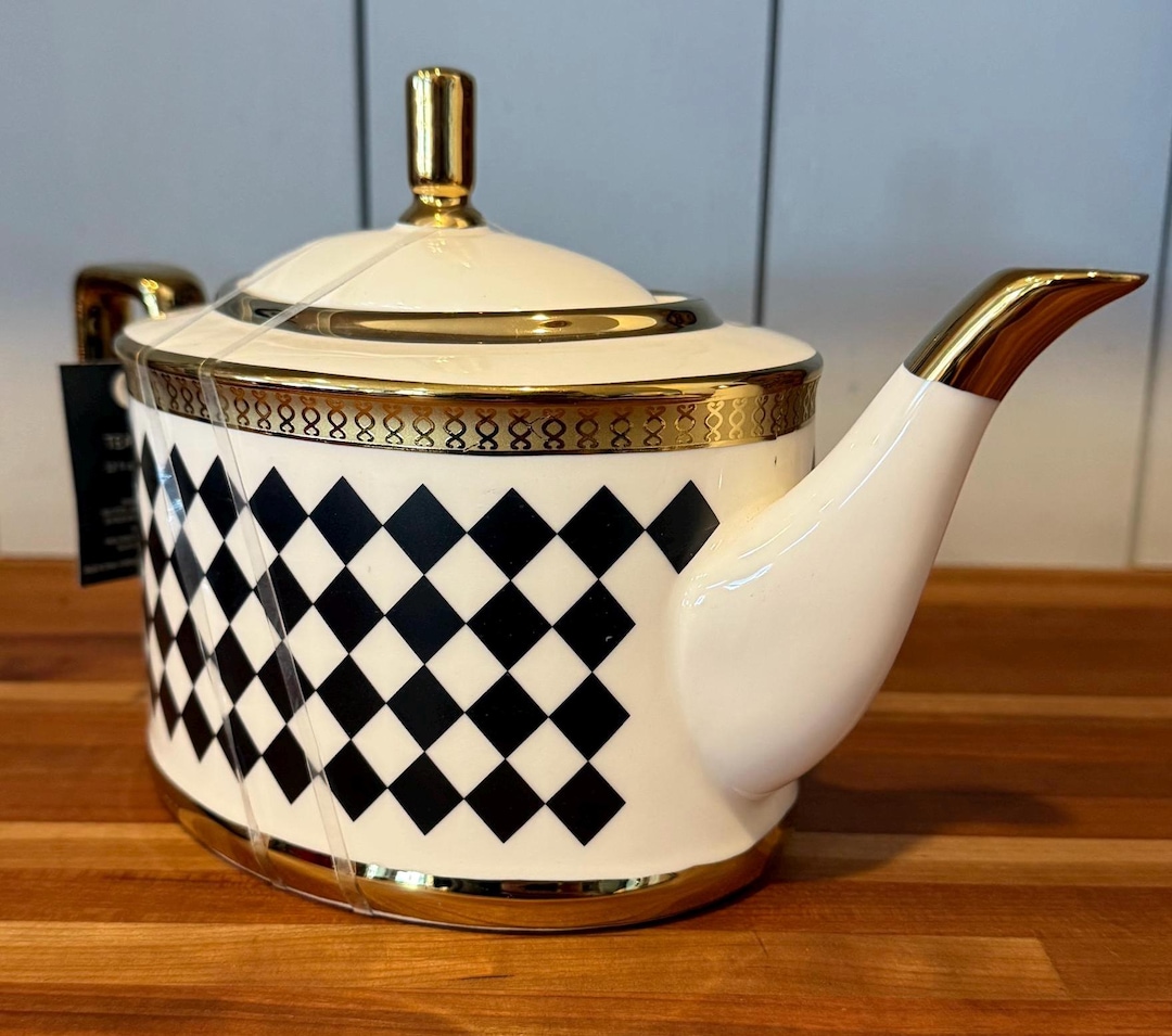 Diamond Pattern Texture Teapot Almeria Black and White Diamond Teapot - Etsy