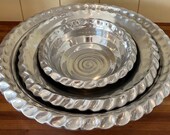Huge Set of Oven to table to Freezer Pewter Nesting Bowls
