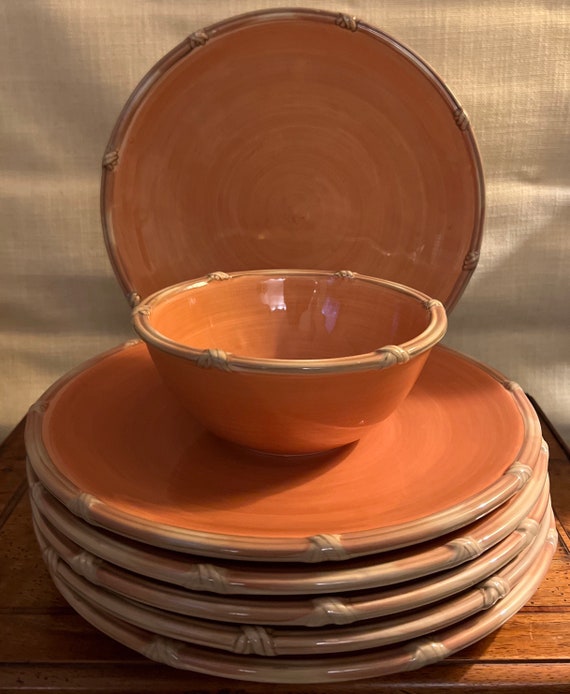 Clay Art Zanzibar Bamboo Plates & Bowl Hand Painted Etsy