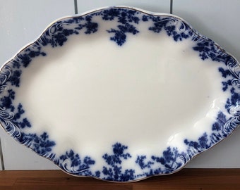 Antique Flow Blue Serving Platter