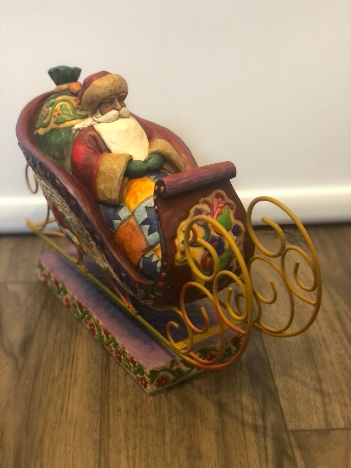 jim shore santa with rotating sleigh and reindeer