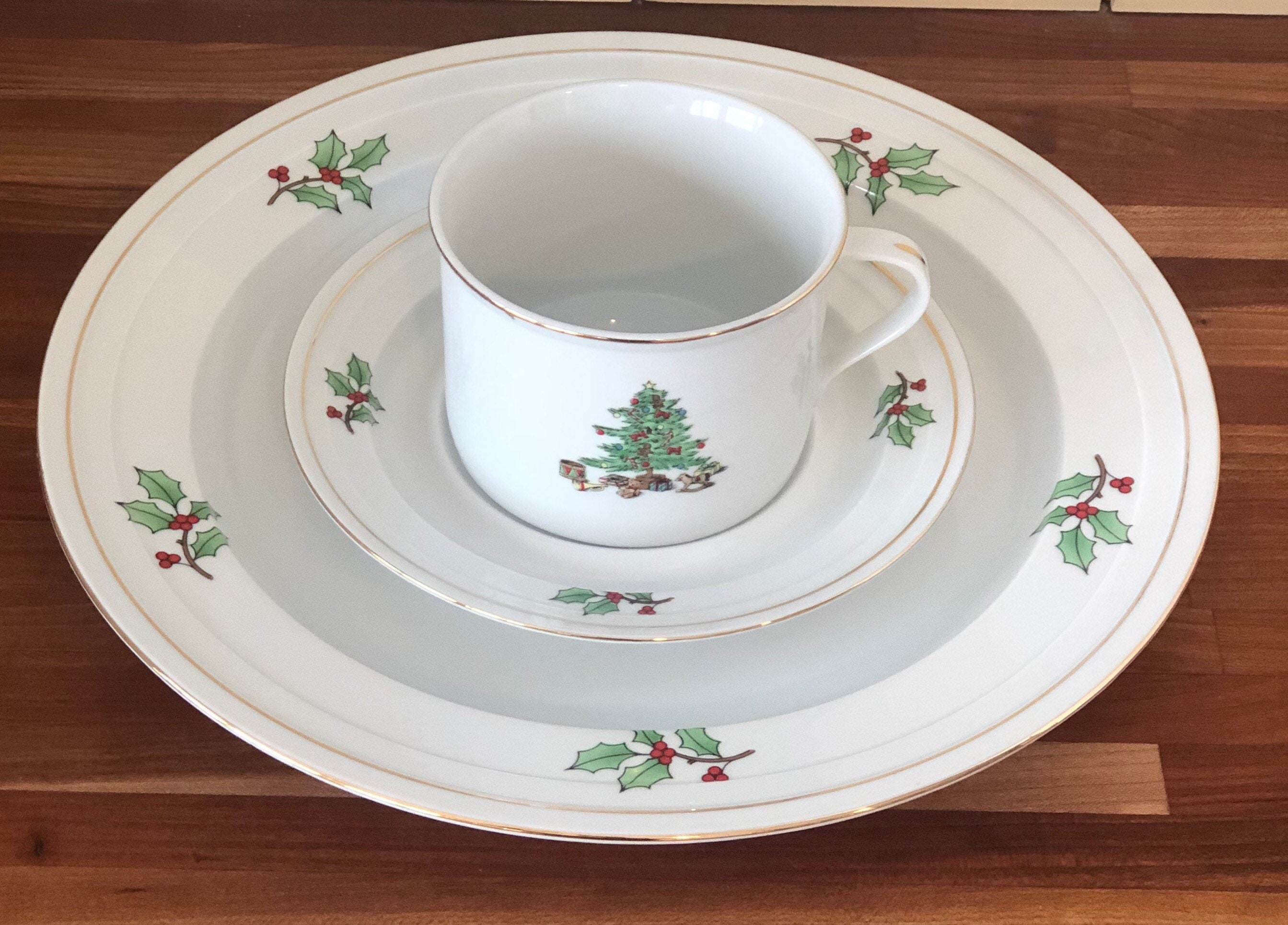 8 3 Piece Holiday Hostess Christmas China Set  Etsy