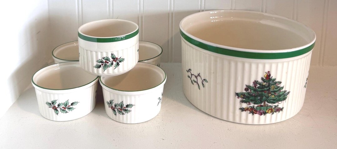 Christmas Tree Soufflé Dish and 5 Ramekins - Etsy