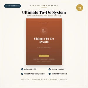 Lista delle cose da fare stampabile / Agenda giornaliera in PDF / Lista di controllo della produttività / Agenda digitale GoodNotes / Download immediato / PDF di 59 pagine