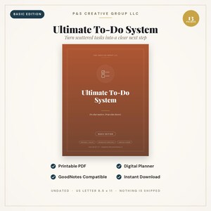 Lista delle cose da fare stampabile / Agenda giornaliera in PDF / Agenda digitale senza data / Download immediato / PDF di 13 pagine