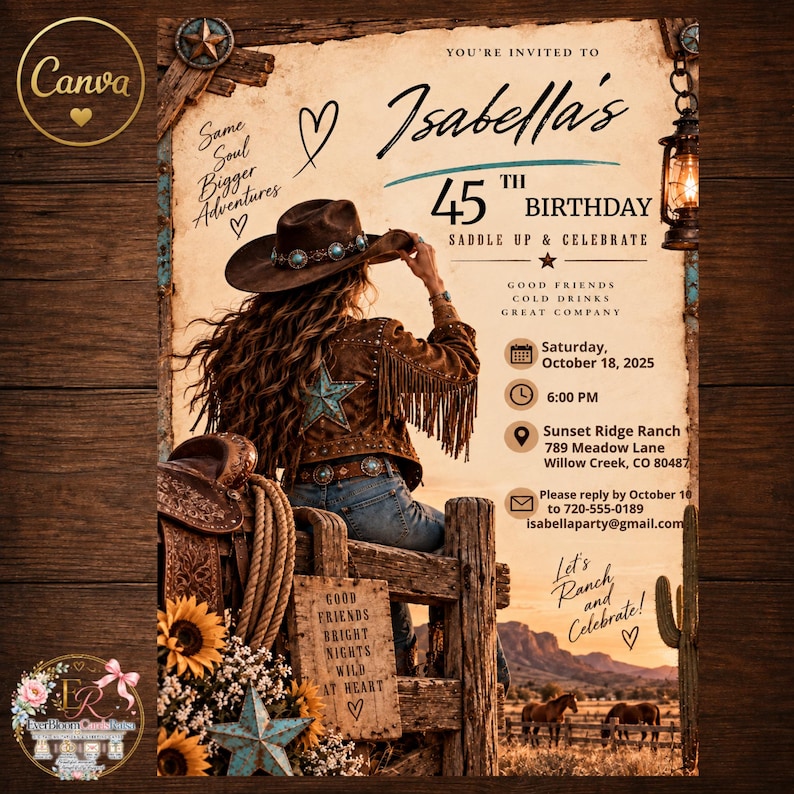 My First Rodeo Invitatioons Western Birthday Invitation, Rustic Ranch Party Invite, Country Western ...