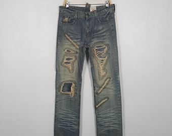 Jeans de mezclilla desgastados estilo japonés Vintage Energie