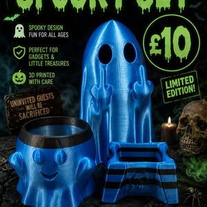 Paranormal blue and black set k2 holder and pot with ghost