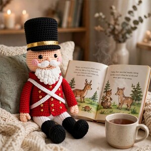 Nötknäpparen virkmönster, Amigurumi soldatdocka PDF, Noah Nötknäpparen julplysch, DIY juldekorationer