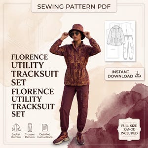 Digital Sewing Pattern PDF Women Tracksuit Jacket and Cargo Pants Pattern Printable Dress Pattern DIY Outfit Instant Download Design