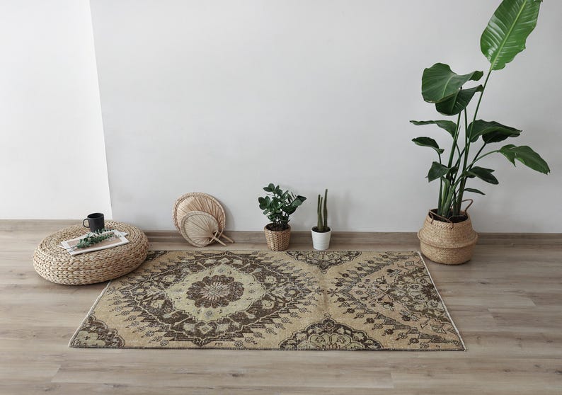 Turkish Rug Small Hand-made Wool Oushak Rug, Small Turkish Vintage Door Mat 3x5, Bathroom ...