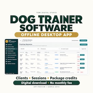 Dog Trainer Software for Training Businesses, Offline Sessions and Package Tracker