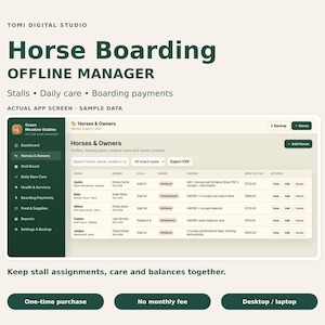 Horse Boarding Software: Offline Barn, Stall and Care Manager