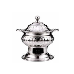 6 Liter Stainless Steel Buffet Food Warmer with Lid, Chafing Dish, Indian Handi Server, Curry Soup Biryani Serving Pot, Catering Cookware