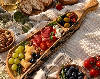 Planche de service artisanale en bois, planche à charcuterie, gravure personnalisée au feu de bois, cadeau unique, décoration rustique pour la cuisine