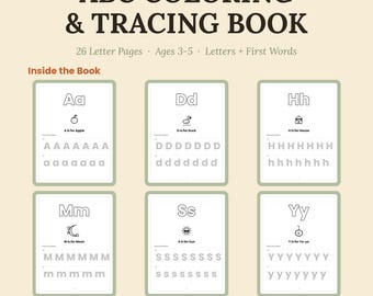 ABC målarbok och spårningsbok | Lär dig bokstäver, första orden (3-5 år) (PDF-nedladdning)