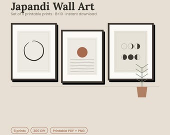 Japandi väggkonstset, minimalistisk neutral zenlinjekonst, 8x10-tryck (digital nedladdning)