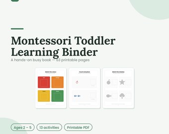 Montessori småbarnspärm, 63 sidor, 13 aktiviteter (PDF)