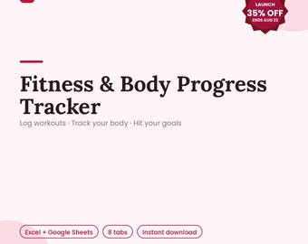 Fitness Tracker Spreadsheet | Workout Log, Body Measurements, Goals (Digital Download) | Google Sheets + Excel