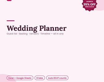 Wedding Planner Spreadsheet | Google Sheets, Excel, Guest List, RSVP Tracker (Digital Download)