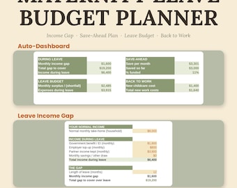 Maternity Leave Budget Planner, Income Gap Calculator, Save-Ahead Plan (Digital Download) | Google Sheets + Excel