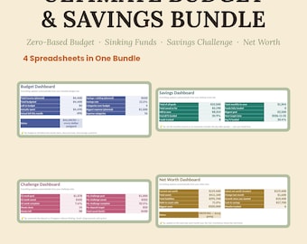 Ultimate Budget & Savings Bundle, Zero-Based, Sinking Funds, Net Worth Tracker (Excel/Google Sheets)