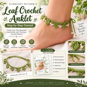 Leaf Crochet Anklet Pattern PDF
