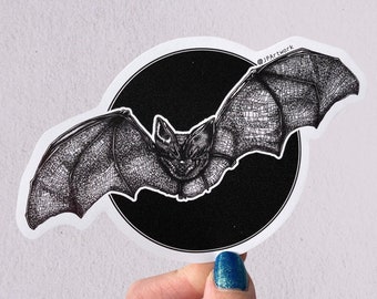 Bat Sticker, Waterproof Vinyl Laptop Decal, Gothic Witch Spooky Bat Sticker, Flying Bat, Water Bottle/Planner Sticker, Halloween Bat Decor