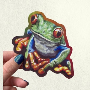Frog Sticker, Water Bottle Decal, Tree Frog Vinyl sticker for laptops/planners, Cute Frog Gifts, Froggy Sticker, Waterproof, Scrapbook Hand-cut