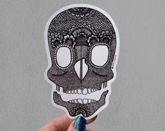 Skull Sticker, Waterproof Vinyl Decal, Laptop/Planner/Skateboard Sticker, Water Bottle Sticker, Goth Skeleton, Dark, Witch, Punk, Bone Decal