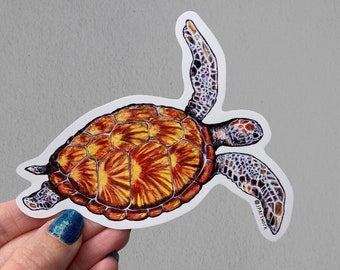 Sea Turtle Sticker, Turtle Waterproof Vinyl Decal, Laptop/Planner/Water Bottle Sticker, Cute Ocean/Sea Animals, Cute Turtle Gift, Turtle Art
